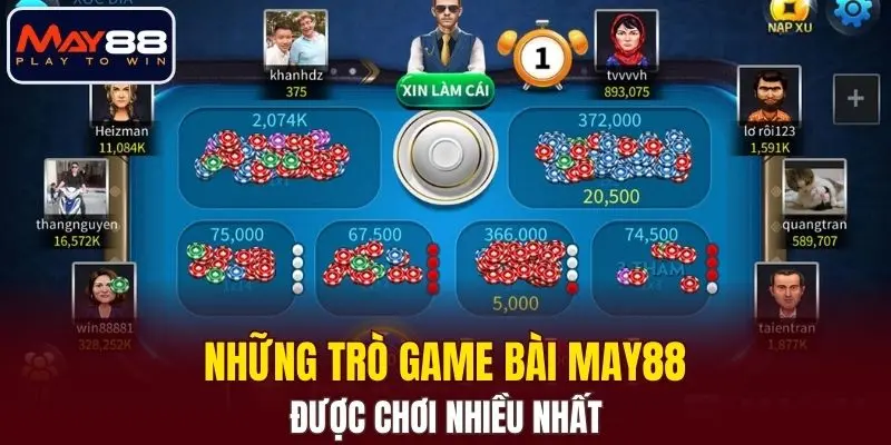 Những trò game bài MAY88 được chơi nhiều nhất Những trò game bài MAY88 được chơi nhiều nhất